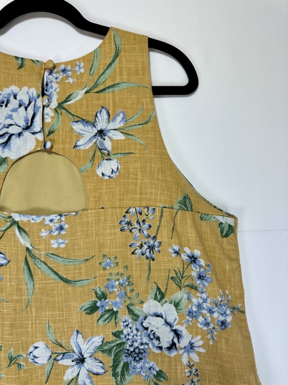 RW&CO Linen Blend Shift Dress Yellow Floral Sleeveless Pocket Size XL - Picture 5 of 9